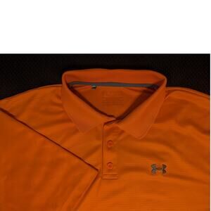 Under Armour Polo Shirt Mens XL Orange Loose Fit Golf Athletic Performance Logo